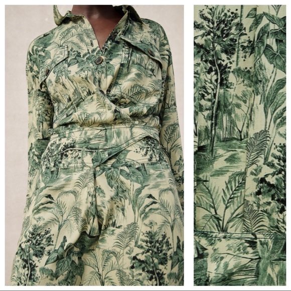 NWT. Zara Printed Wrap-Style Midi Dress. Size XS. - Picture 9 of 12